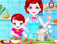 Baby Lulu Cooking with Mom