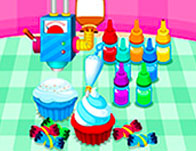 Cooking colorful cupcakes