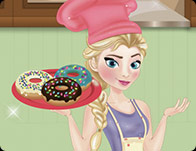 Elsa cooking donuts